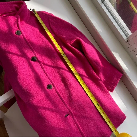 Lands' End Women's Vibrant Pink Boiled Wool Pea Coat 16W - Picture 11 of 14